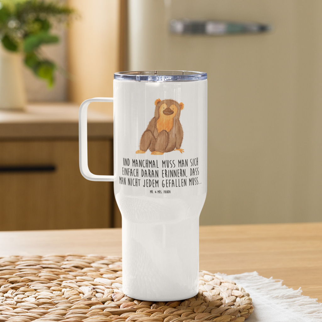 XXL Thermobecher Affe Thermobecher, XL Thermobecher, Reisebecher, XL Reisetasse, Großer Thermobecher, Autobecher, Jumbo Becher, Afrika, Wildtiere, Affe, Äffchen, Affen, Selbstliebe, Respekt, Motivation, Selbstachtung, Liebe, Selbstbewusstsein, Selfcare