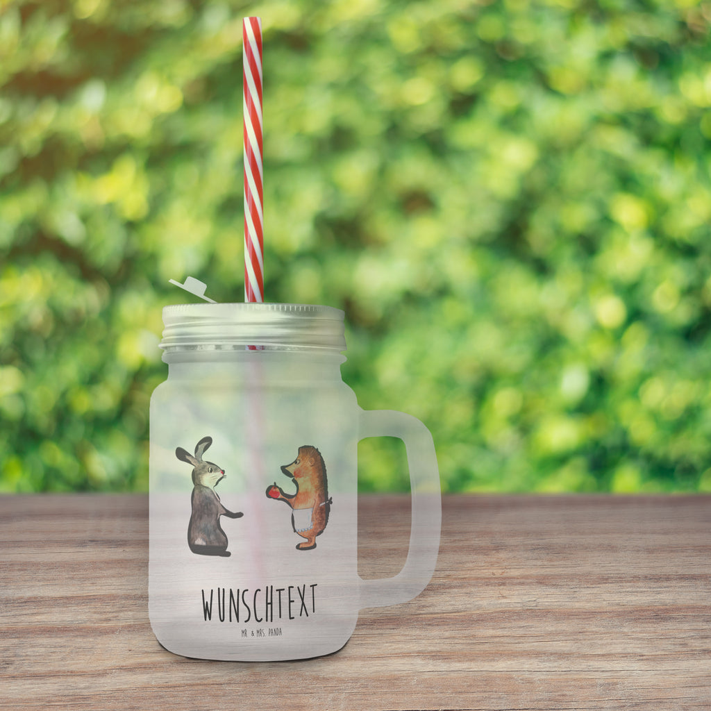 Personalisiertes Trinkglas Mason Jar Hase Igel Personalisiertes Mason Jar, Personalisiertes Glas, Personalisiertes Trinkglas, Personalisiertes Henkelglas, Personalisiertes Sommerglas, Personalisiertes Einmachglas, Personalisiertes Cocktailglas, Personalisiertes Cocktail-Glas, mit Namen, Wunschtext, Wunschnamen, Mason Jar selbst bedrucken, Wunschglas mit Namen, Bedrucktes Trinkglas, Geschenk mit Namen, Tiermotive, Gute Laune, lustige Sprüche, Tiere, Igel und Hase, Igel, Hase, Liebe Spruch, Liebeskummer Geschenk, Herzschmerz, Trösten, Trennungsschmerz, Spruch romantisch