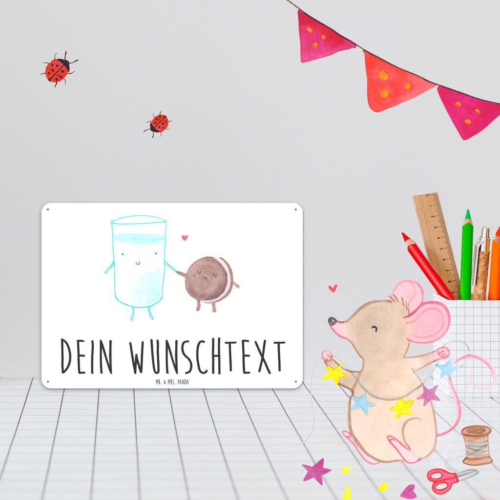 Personalisiertes Blechschild Milch Keks Blechschild, Metallschild, Geschenk Schild, Schild, Magnet-Metall-Schild, Deko Schild, Wandschild, Wand-Dekoration, Türschild, Tiermotive, Gute Laune, lustige Sprüche, Tiere, Milk, Cookie, Milch, Keks, Kekse, Kaffee, Einladung Frühstück, Motiv süß, romantisch, perfektes Paar