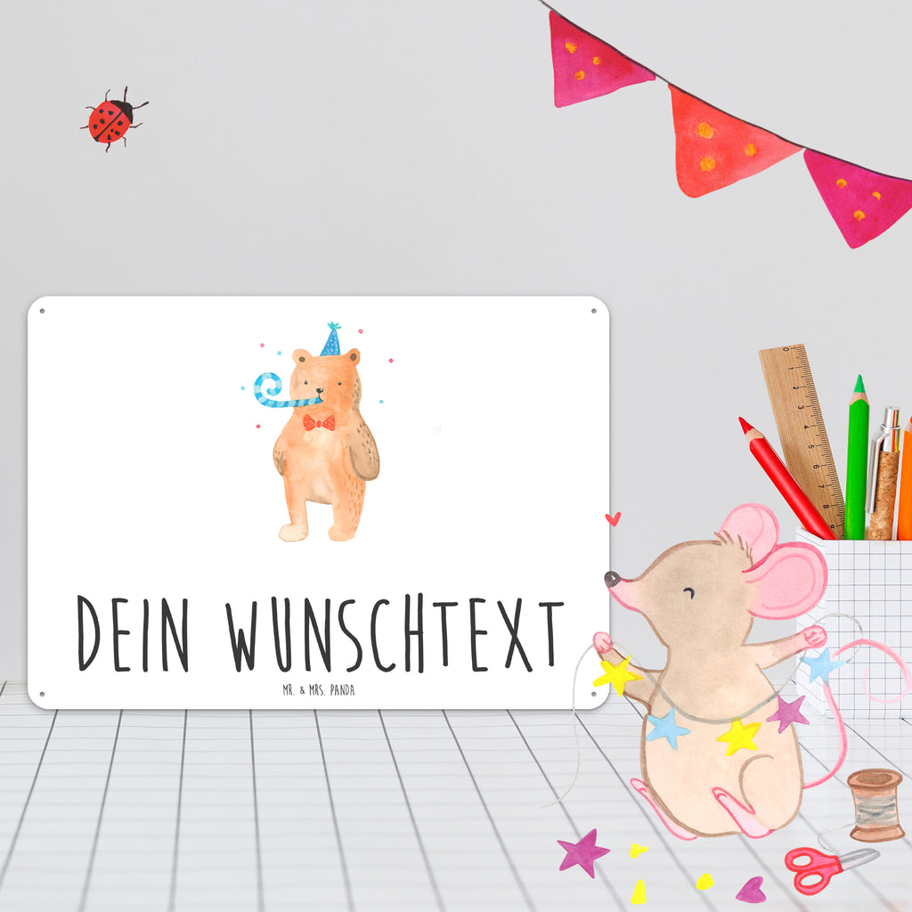 Personalisiertes Blechschild Bär Geburtstag Blechschild, Metallschild, Geschenk Schild, Schild, Magnet-Metall-Schild, Deko Schild, Wandschild, Wand-Dekoration, Türschild, Bär, Teddy, Teddybär, Happy Birthday, Alles Gute, Glückwunsch, Geburtstag