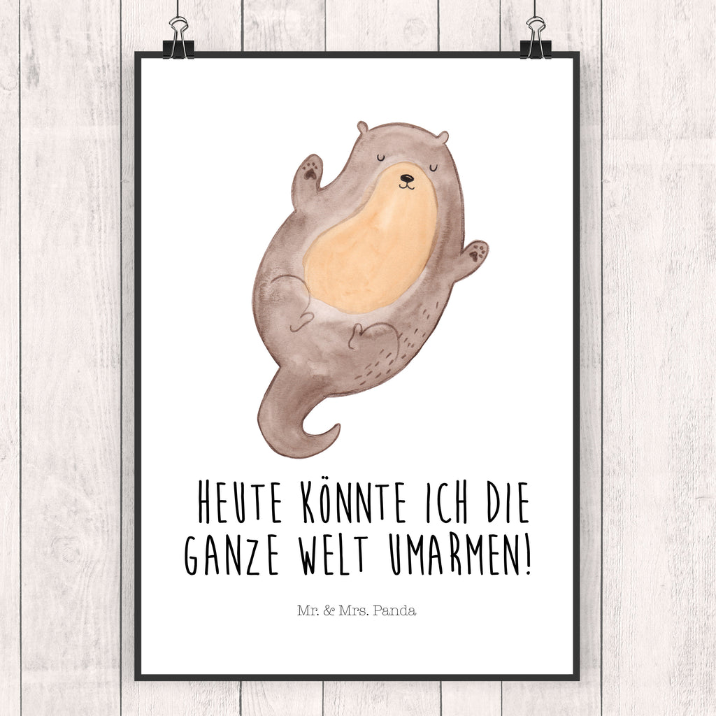 Poster Otter Umarmen Poster, Wandposter, Bild, Wanddeko, Küchenposter, Kinderposter, Wanddeko Bild, Raumdekoration, Wanddekoration, Handgemaltes Poster, Mr. & Mrs. Panda Poster, Designposter, Kunstdruck, Posterdruck, Otter, Fischotter, Seeotter, Otter Seeotter See Otter