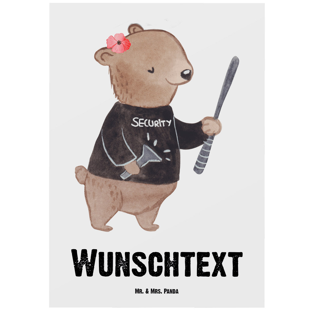 Personalisierte Postkarte Security Mitarbeiterin mit Herz Postkarte mit Namen, Postkarte bedrucken, Postkarte mit Wunschtext, Postkarte personalisierbar, Geschenkkarte mit Namen, Grußkarte mit Namen, Karte mit Namen, Einladung mit Namen, Ansichtskarte mit Namen, Geschenkkarte mit Wunschtext, Grußkarte mit Wunschtext, Karte mit Wunschtext, Einladung mit Wunschtext, Ansichtskarte mit Wunschtext, Beruf, Ausbildung, Jubiläum, Abschied, Rente, Kollege, Kollegin, Geschenk, Schenken, Arbeitskollege, Mitarbeiter, Firma, Danke, Dankeschön