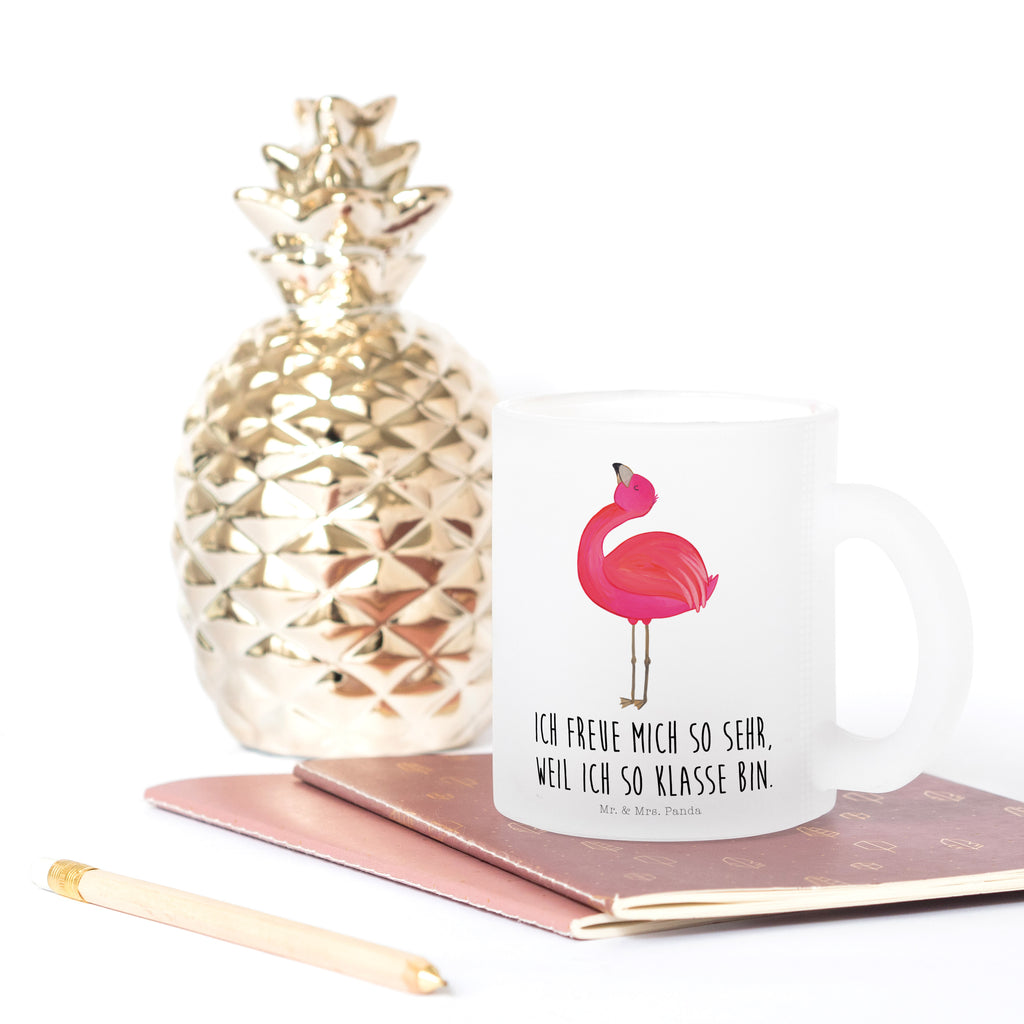 Teetasse Flamingo stolz Teetasse, Teeglas, Teebecher, Tasse mit Henkel, Tasse, Glas Teetasse, Teetasse aus Glas, Flamingo, stolz, Freude, Selbstliebe, Selbstakzeptanz, Freundin, beste Freundin, Tochter, Mama, Schwester