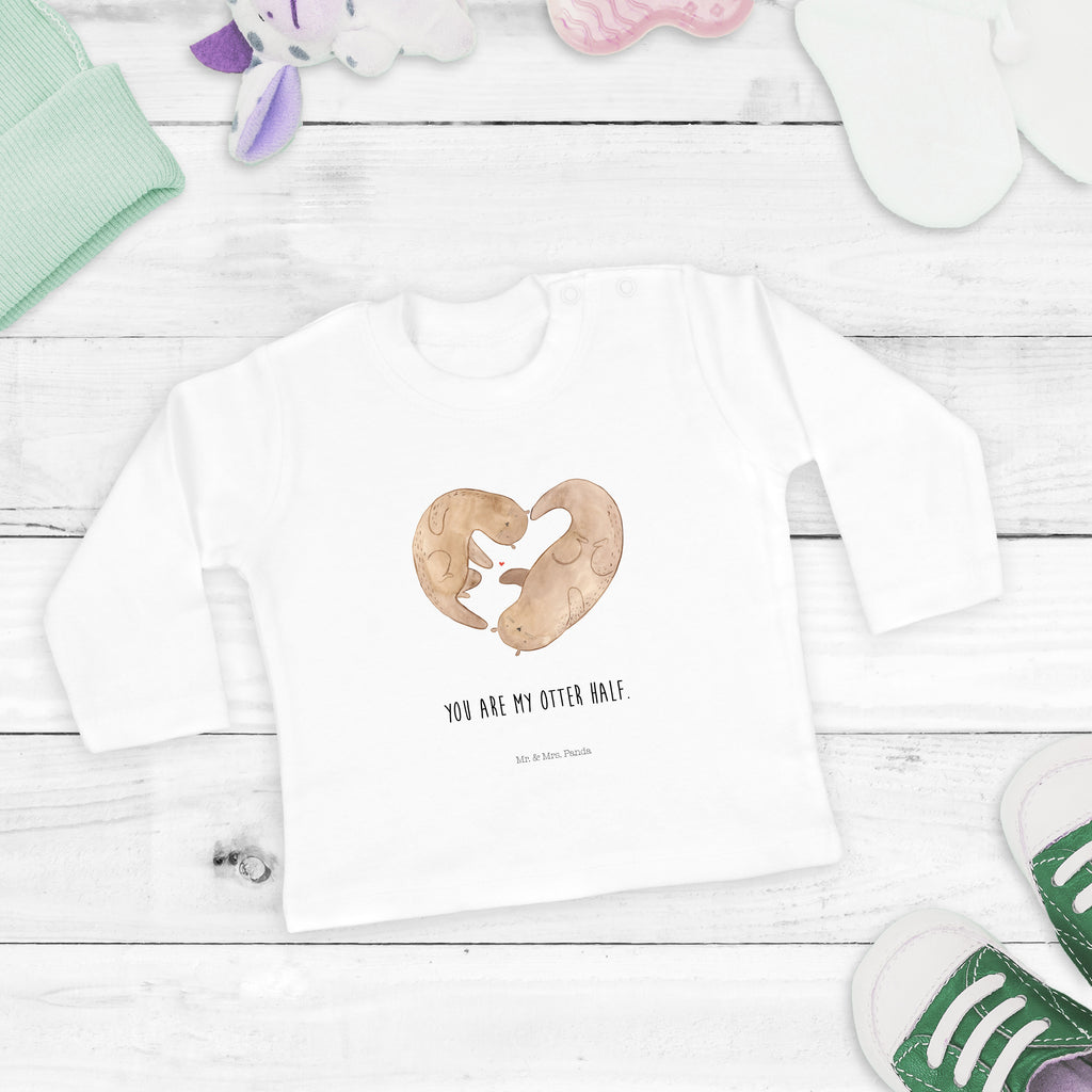 Baby Longsleeve Otter Herz Mädchen, Jungen, Baby, Langarm, Bio, Kleidung, Otter, Fischotter, Seeotter, Liebe, Herz, Liebesbeweis, Liebesgeschenk, Bessere Hälfte, Love you, Jahrestag, Hochzeitstag, Verlobung, gemeinsames Leben