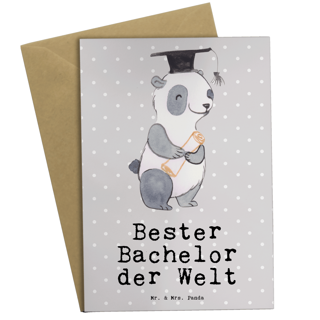 Grußkarte Panda Bester Bachelor der Welt Grußkarte, Klappkarte, Einladungskarte, Glückwunschkarte, Hochzeitskarte, Geburtstagskarte, Karte, Ansichtskarten, für, Dankeschön, Geschenk, Schenken, Geburtstag, Geburtstagsgeschenk, Geschenkidee, Danke, Bedanken, Mitbringsel, Freude machen, Geschenktipp, Bachelor, Student, Studium, Sohn, Spaß, Musterschüler, lustig, Studienabschluss, witzig, Universität, Abschluss, Alumni, Uni, Studenten, Hochschule