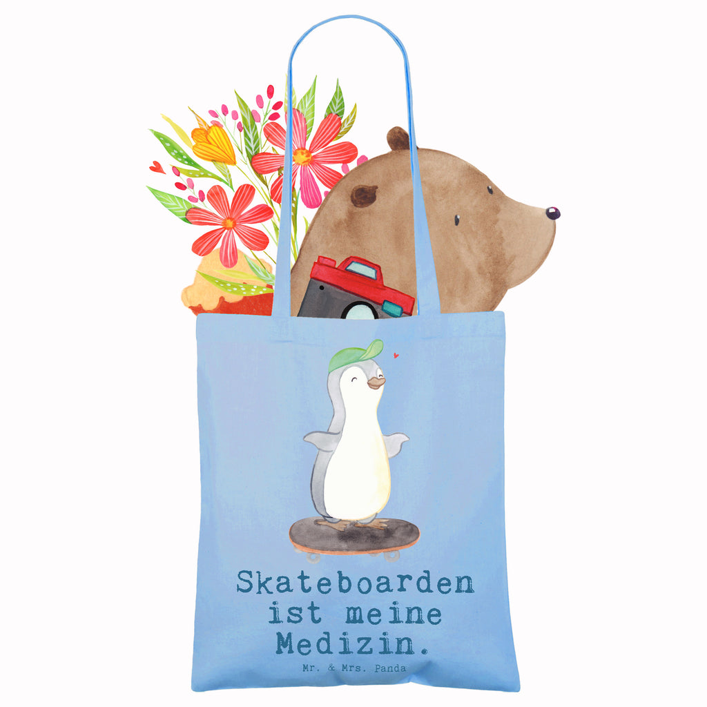 Tragetasche Pinguin Skateboarden Medizin Beuteltasche, Beutel, Einkaufstasche, Jutebeutel, Stoffbeutel, Tasche, Shopper, Umhängetasche, Strandtasche, Schultertasche, Stofftasche, Tragetasche, Badetasche, Jutetasche, Einkaufstüte, Laptoptasche, Geschenk, Sport, Sportart, Hobby, Schenken, Danke, Dankeschön, Auszeichnung, Gewinn, Sportler, Skateboarden, Skateboard fahren, Skaten, Skateboard, Skateplatz