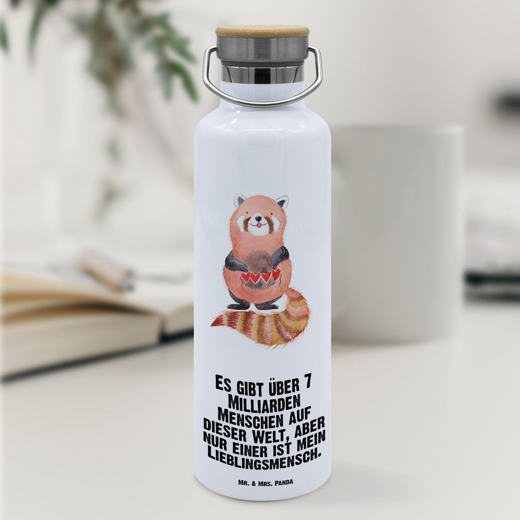 Trinkflasche Roter Panda Thermosflasche, Isolierflasche, Edelstahl, Trinkflasche, isoliert, Wamrhaltefunktion, Sportflasche, Flasche zum Sport, Sportlerflasche, Tiermotive, Gute Laune, lustige Sprüche, Tiere, Panda, Liebe, Rot, Herz, Liebling, Lieblingsmensch