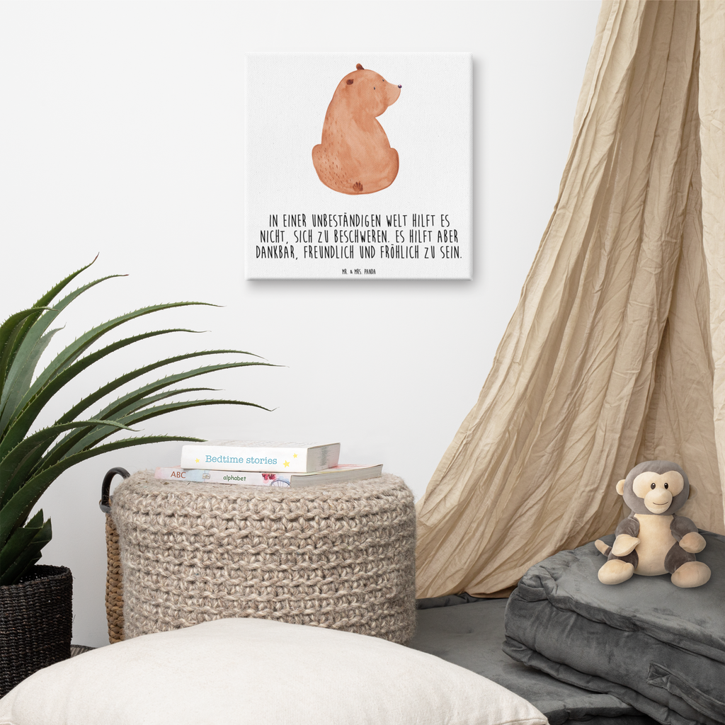 Leinwand Bild Bär Schulterblick Leinwand, Bild, Kunstdruck, Wanddeko, Dekoration, Bär, Teddy, Teddybär, Selbstachtung, Weltansicht, Motivation, Bären, Bärenliebe, Weisheit