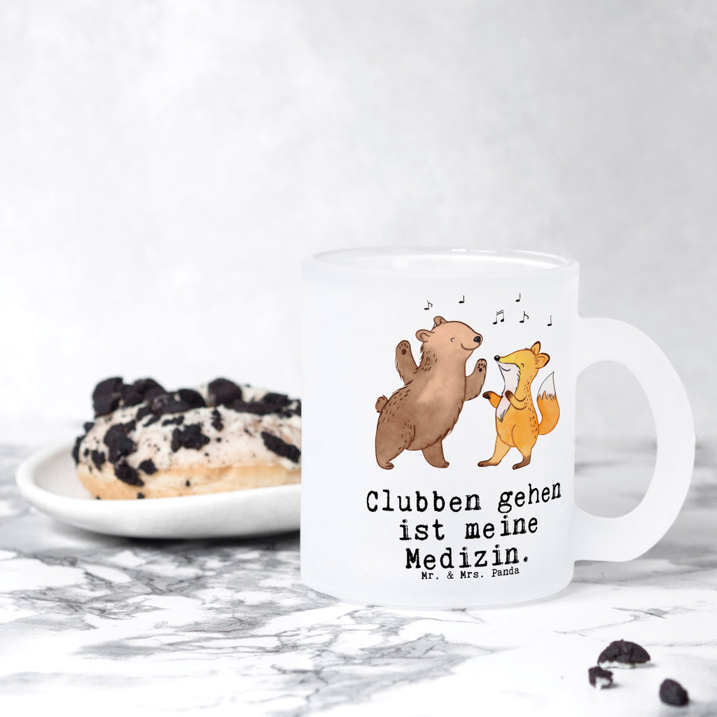 Teetasse Bär & Fuchs Disco Medizin Teetasse, Teeglas, Teebecher, Tasse mit Henkel, Tasse, Glas Teetasse, Teetasse aus Glas, Geschenk, Sport, Sportart, Hobby, Schenken, Danke, Dankeschön, Auszeichnung, Gewinn, Sportler, Disco, Clubs, Tanzen, Feiern, Clubbing