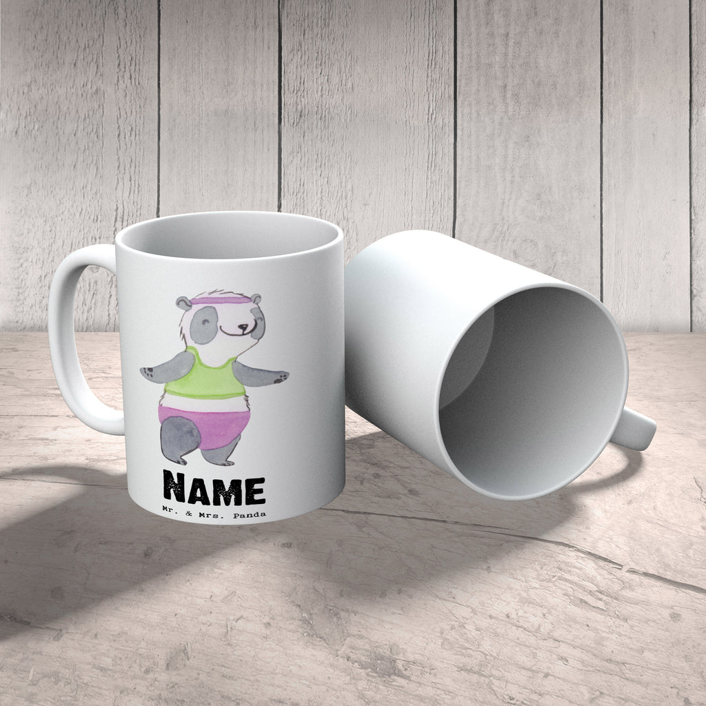 Personalisierte Tasse Panda Aerobic Personalisierte Tasse, Namenstasse, Wunschname, Personalisiert, Tasse, Namen, Drucken, Tasse mit Namen, Geschenk, Sport, Sportart, Hobby, Schenken, Danke, Dankeschön, Auszeichnung, Gewinn, Sportler, Aerobic, Aerobic Fitness, Fitnessstudio