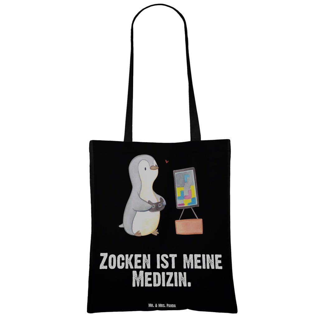 Tragetasche Pinguin Zocken Medizin Beuteltasche, Beutel, Einkaufstasche, Jutebeutel, Stoffbeutel, Geschenk, Sport, Sportart, Hobby, Schenken, Danke, Dankeschön, Auszeichnung, Gewinn, Sportler, Zocken, Gaming, Videospiele, Videogames