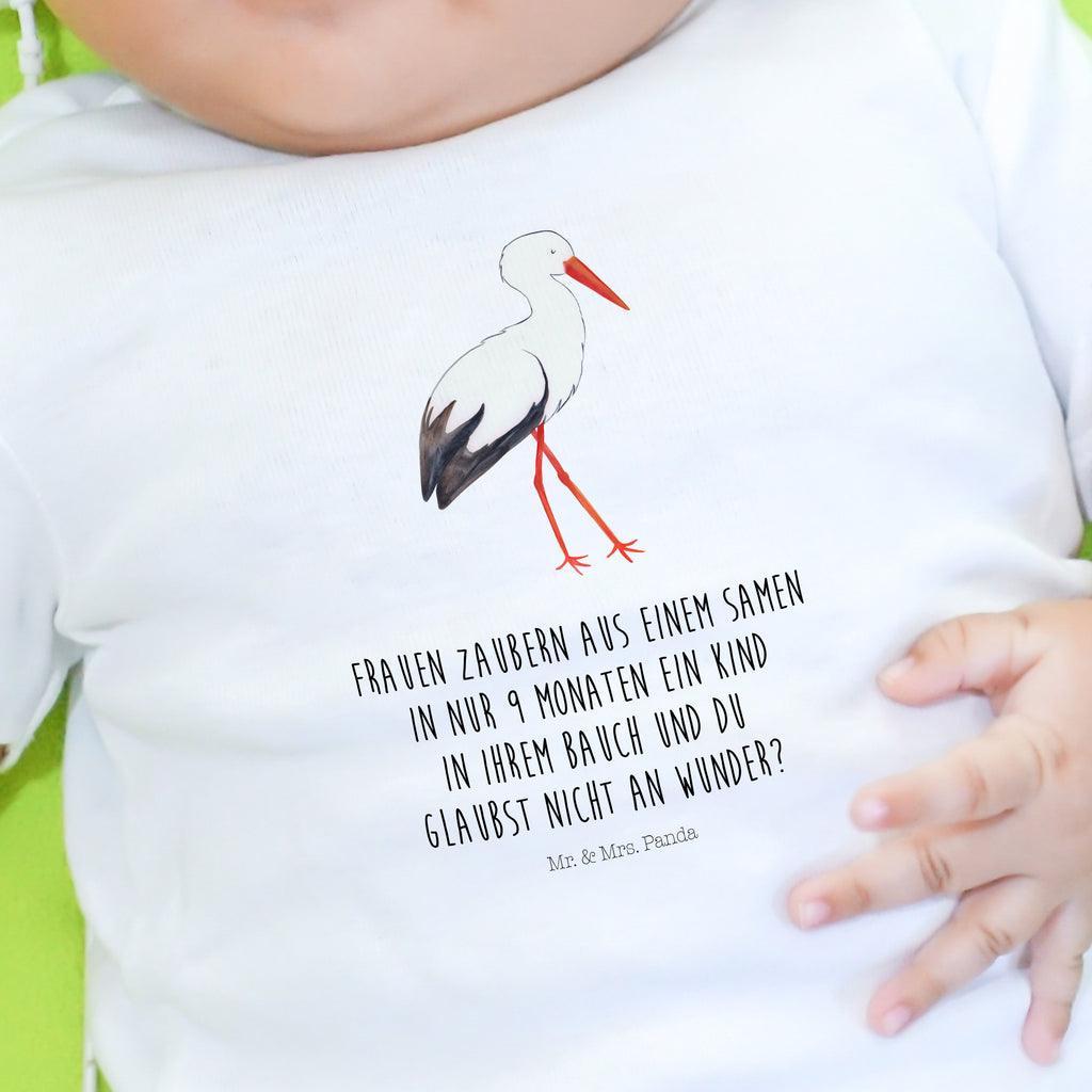 Organic Baby Shirt Storch Baby T-Shirt, Jungen Baby T-Shirt, Mädchen Baby T-Shirt, Shirt, Tiermotive, Gute Laune, lustige Sprüche, Tiere, Storch, Störche, Schwangerschaft, Geburt, Mutter, Mütter, Mutter werden, Schwanger, Babybauch, Baby