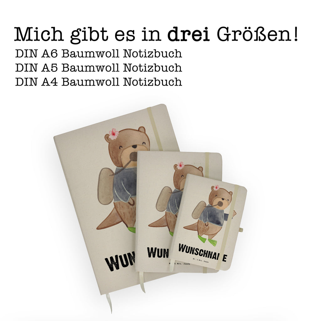 DIN A4 Personalisiertes Notizbuch Taucherin mit Herz Personalisiertes Notizbuch, Notizbuch mit Namen, Notizbuch bedrucken, Personalisierung, Namensbuch, Namen, Beruf, Ausbildung, Jubiläum, Abschied, Rente, Kollege, Kollegin, Geschenk, Schenken, Arbeitskollege, Mitarbeiter, Firma, Danke, Dankeschön