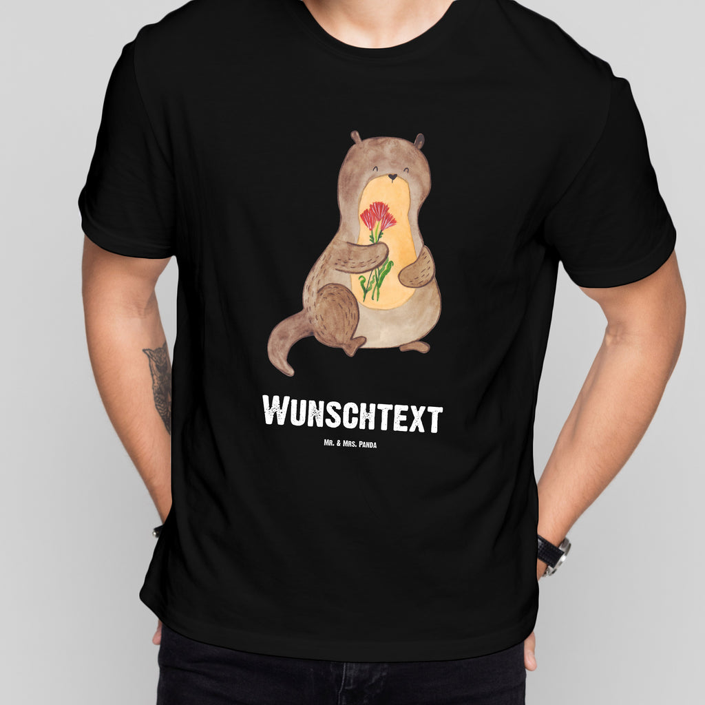 Personalisiertes T-Shirt Otter Blumenstrauß T-Shirt Personalisiert, T-Shirt mit Namen, T-Shirt mit Aufruck, Männer, Frauen, Wunschtext, Bedrucken, Otter, Fischotter, Seeotter, Otter Seeotter See Otter