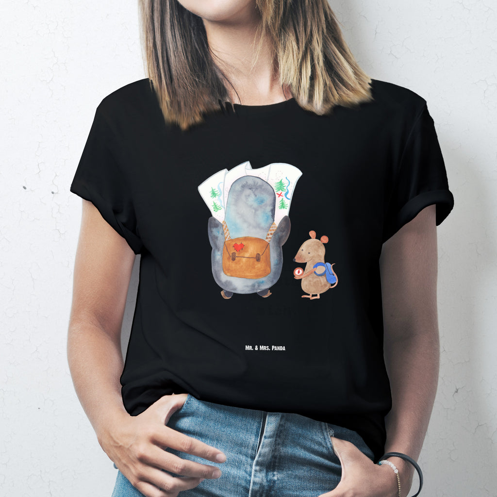 T-Shirt Standard Pinguin & Maus Wanderer T-Shirt, Shirt, Tshirt, Lustiges T-Shirt, T-Shirt mit Spruch, Party, Junggesellenabschied, Jubiläum, Geburstag, Herrn, Damen, Männer, Frauen, Schlafshirt, Nachthemd, Sprüche, Pinguin, Pinguine, Abenteurer, Abenteuer, Roadtrip, Ausflug, Wanderlust, wandern