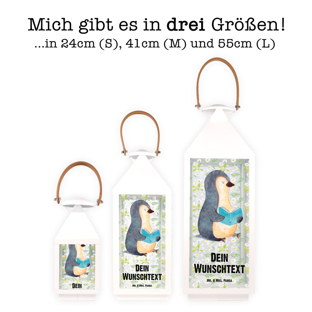 Personalisierte Deko Laterne Pinguin Buch Gartenlampe, Gartenleuchte, Gartendekoration, Gartenlicht, Laterne  kleine Laternen, XXL Laternen, Laterne groß, Pinguin, Pinguine, Buch, Lesen, Bücherwurm, Nichtstun, Faulenzen, Ferien, Urlaub, Freizeit