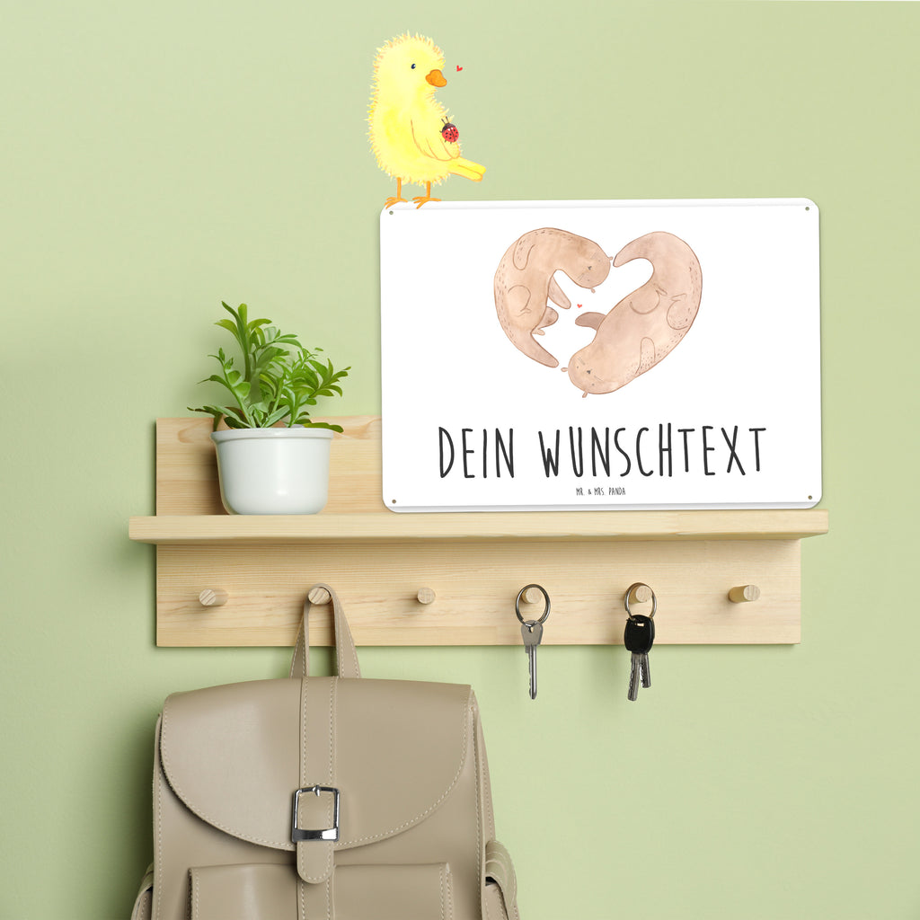 Personalisiertes Blechschild Otter Herz Blechschild, Metallschild, Geschenk Schild, Schild, Magnet-Metall-Schild, Deko Schild, Wandschild, Wand-Dekoration, Türschild, Otter, Fischotter, Seeotter, Liebe, Herz, Liebesbeweis, Liebesgeschenk, Bessere Hälfte, Love you, Jahrestag, Hochzeitstag, Verlobung, gemeinsames Leben