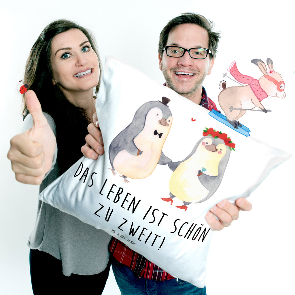 40x40 Kissen Pinguin Heirat Kissenhülle, Kopfkissen, Sofakissen, Dekokissen, Motivkissen, Liebe, Partner, Freund, Freundin, Ehemann, Ehefrau, Heiraten, Verlobung, Heiratsantrag, Liebesgeschenk, Jahrestag, Hocheitstag