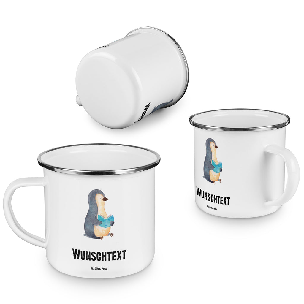 Personalisierte Emaille Tasse Pinguin Buch Emaille Tasse personalisiert, Emaille Tasse mit Namen, Campingtasse personalisiert, Namenstasse, Campingtasse bedrucken, Campinggeschirr personalsisert, tasse mit namen, personalisierte tassen, personalisierte tasse, tasse selbst gestalten, tasse bedrucken, tassen bedrucken, Pinguin, Pinguine, Buch, Lesen, Bücherwurm, Nichtstun, Faulenzen, Ferien, Urlaub, Freizeit