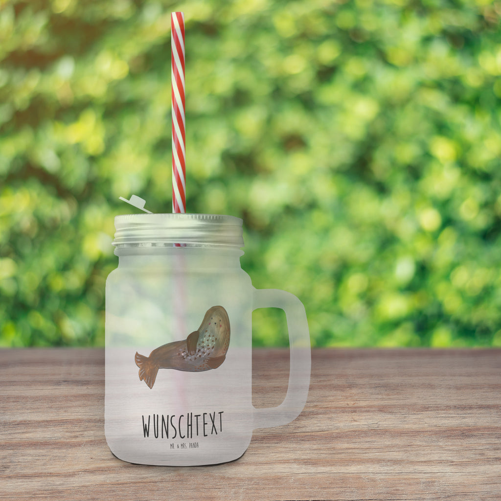 Personalisiertes Trinkglas Mason Jar Robbe Lachen Personalisiertes Mason Jar, Personalisiertes Glas, Personalisiertes Trinkglas, Personalisiertes Henkelglas, Personalisiertes Sommerglas, Personalisiertes Einmachglas, Personalisiertes Cocktailglas, Personalisiertes Cocktail-Glas, mit Namen, Wunschtext, Wunschnamen, Mason Jar selbst bedrucken, Wunschglas mit Namen, Bedrucktes Trinkglas, Geschenk mit Namen, Tiermotive, Gute Laune, lustige Sprüche, Tiere, Robbe, Robben, Seehund, Strand, Meerestier, Ostsee, Nordsee