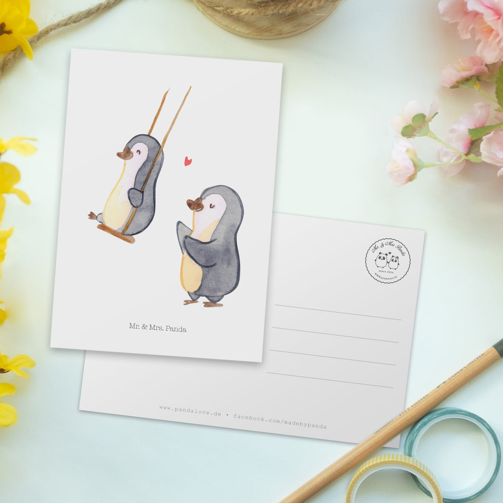 Postkarte Pinguin Oma schaukeln Postkarte, Karte, Geschenkkarte, Grußkarte, Einladung, Ansichtskarte, Geburtstagskarte, Einladungskarte, Dankeskarte, Ansichtskarten, Einladung Geburtstag, Einladungskarten Geburtstag, Familie, Vatertag, Muttertag, Bruder, Schwester, Mama, Papa, Oma, Opa, beste Oma, Lieblingsoma, Geschenk für Oma, Omi, Großmutter