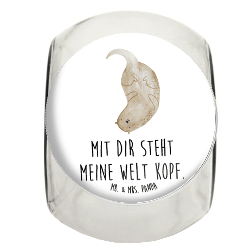 Bonbonglas Otter Kopfüber Vorratsdose, Vorratsbehälter, Süßigkeitenglas, Süßigkeitendose, Kaffeedose, Müslidose, Teedose, Keksbehälter, Keksedose, Glasdose, Glasbälter, Vorratsglas, Küchenbehälter, Aufbewahrungsdose, Aufbewahungsglas, Gewürzdose, Küchenorganizer, Snackdose, Otter, Fischotter, Seeotter, Otter Seeotter See Otter