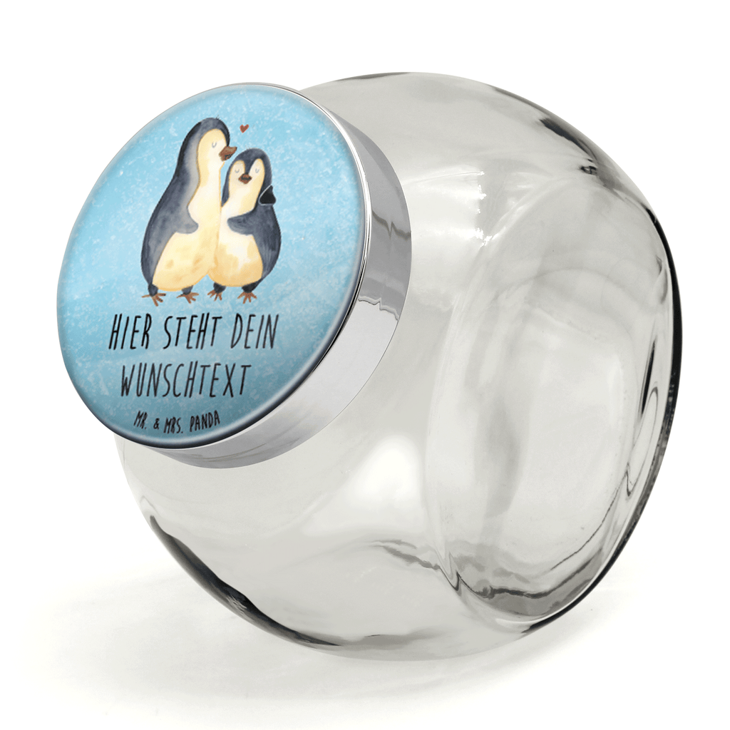 Personalisiertes Bonbonglas Pinguin umarmend Vorratsdose, Vorratsbehälter, Süßigkeitenglas, Süßigkeitendose, Kaffeedose, Müslidose, Teedose, Keksbehälter, Keksedose, Glasdose, Glasbälter, Vorratsglas, Küchenbehälter, Aufbewahrungsdose, Aufbewahungsglas, Gewürzdose, Küchenorganizer, Snackdose, Pinguin, Liebe, Liebespaar, Liebesbeweis, Liebesgeschenk, Verlobung, Jahrestag, Hochzeitstag, Hochzeit, Hochzeitsgeschenk