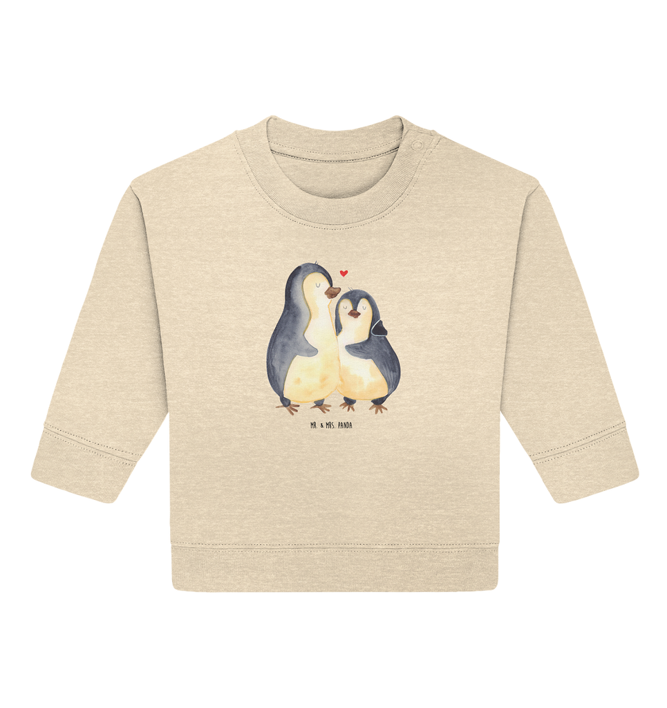 Organic Baby Pullover Pinguin umarmen Wunderschöner Baby Pullover /Sweatshirt von Mr. & Mrs. Panda Material: - 85 % Baumwolle (Bio-Qualität, ringgesponnen, gekämmt) - 15 % Polyester (recycelt)</li><li>Grammatur: 280 g/m² - Schnitt: normale Passform</li><li>Eingesetzte Ärmel - Knopfleiste mit 1 gleichfarbigen Druckknopf und 1 verdeckten Druckknopf an Schulter für einfacheres Anziehen, Pinguin, Liebe, Liebespaar, Liebesbeweis, Liebesgeschenk, Verlobung, Jahrestag, Hochzeitstag, Hochzeit, Hochzeitsgeschenk