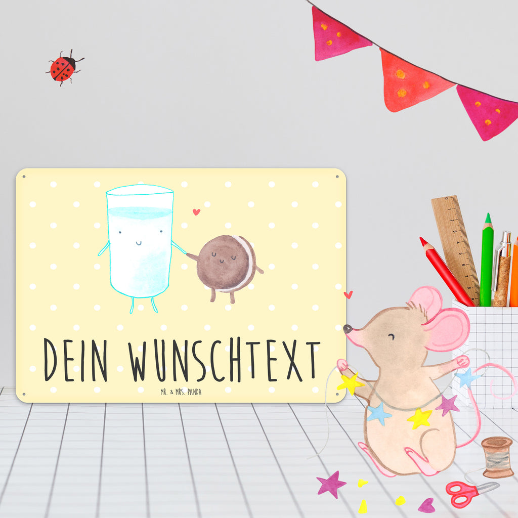 Personalisiertes Blechschild Milch Keks Blechschild, Metallschild, Geschenk Schild, Schild, Magnet-Metall-Schild, Deko Schild, Wandschild, Wand-Dekoration, Türschild, Tiermotive, Gute Laune, lustige Sprüche, Tiere, Milk, Cookie, Milch, Keks, Kekse, Kaffee, Einladung Frühstück, Motiv süß, romantisch, perfektes Paar