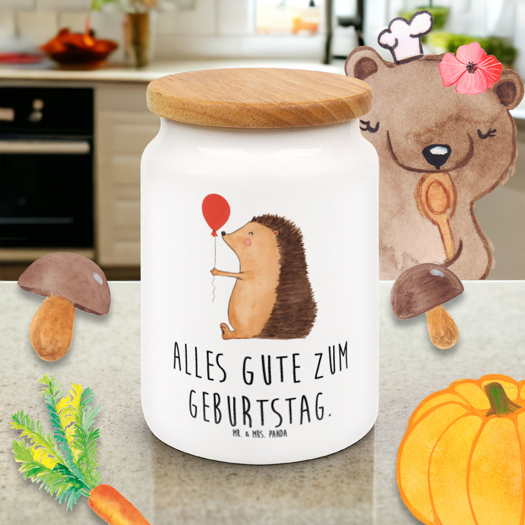 Vorratsdose Igel mit Luftballon Vorratsdose, Keksdose, Keramikdose, Leckerlidose, Dose, Vorratsbehälter, Aufbewahrungsdose, Tiermotive, Gute Laune, lustige Sprüche, Tiere, Igel, Geburtstag, Herzlichen Glückwunsch, Glückwunsch, Geburtstagskind, Ballon, Happy Birthday