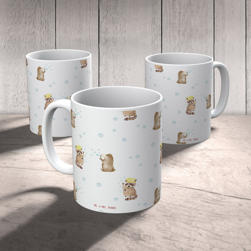 Tasse Waschbär Muster Tasse, Kaffeetasse, Teetasse, Becher, Kaffeebecher, Teebecher, Keramiktasse, Porzellantasse, Büro Tasse, Geschenk Tasse, Tasse Sprüche, Tasse Motive, Kaffeetassen, Tasse bedrucken, Designer Tasse, Cappuccino Tassen, Schöne Teetassen, Tiermotive, Gute Laune, lustige Sprüche, Tiere, Waschbär, Tagträumen, Plan, Fröhlich, waschen, Seifenblasen