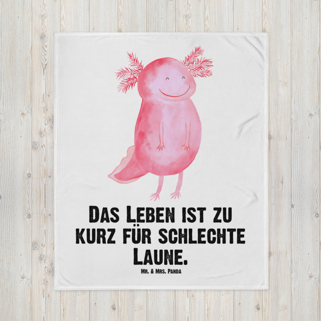 Kuscheldecke Axolotl Glücklich Decke, Wohndecke, Tagesdecke, Wolldecke, Sofadecke, Axolotl, Molch, Axolot, Schwanzlurch, Lurch, Lurche, Motivation, gute Laune