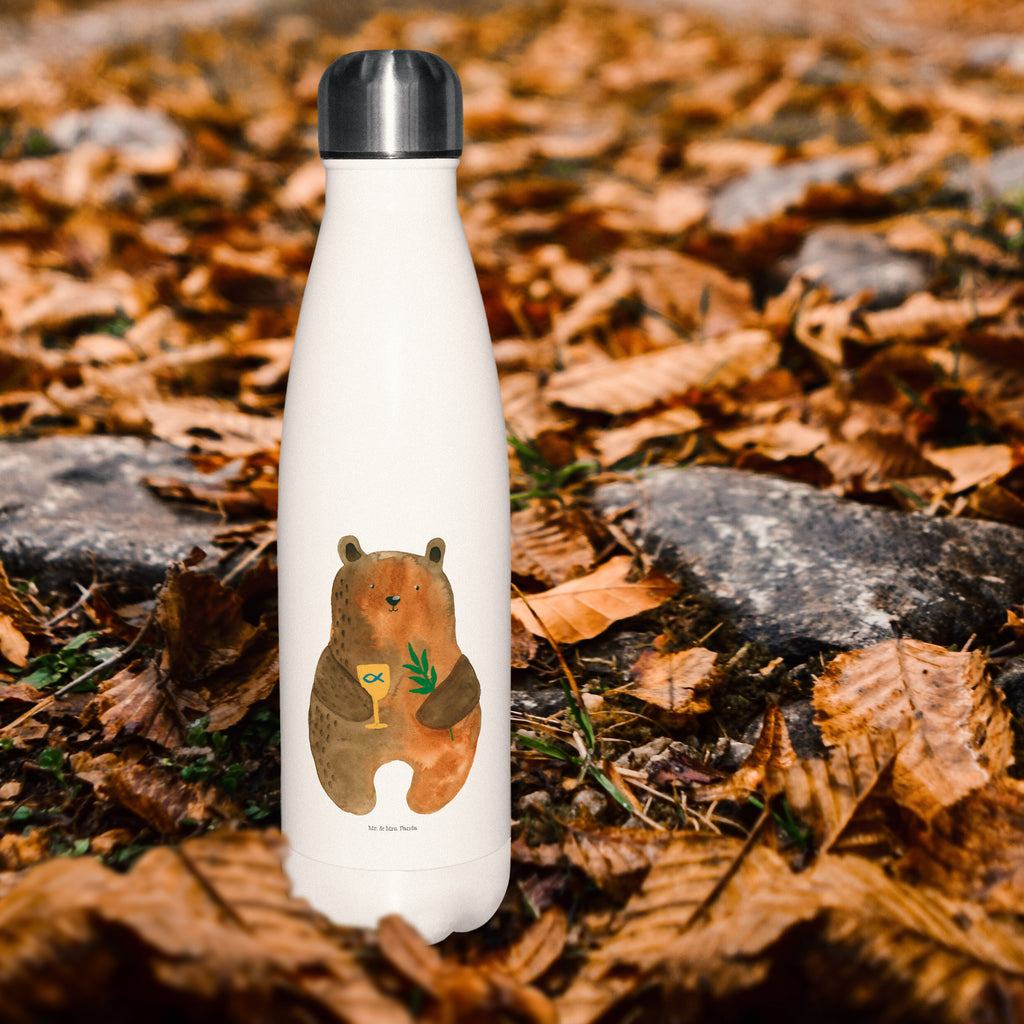 Thermosflasche Konfirmation-Bär Isolierflasche, Thermoflasche, Trinkflasche, Thermos, Edelstahl, Bär, Teddy, Teddybär, Konfirmation, Kirche, evangelisch, Gottesdienst