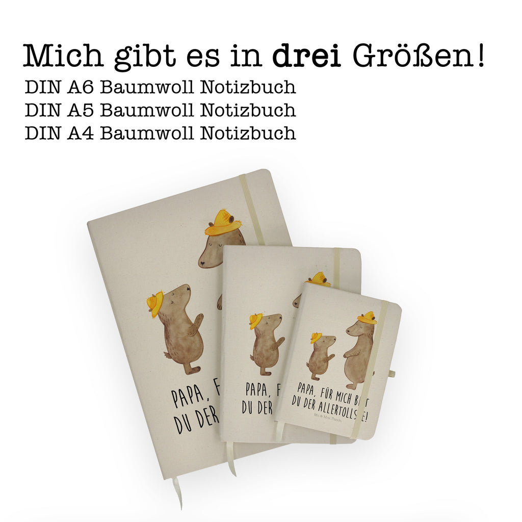 Baumwoll Notizbuch Bären mit Hut Notizen, Eintragebuch, Tagebuch, Notizblock, Adressbuch, Journal, Kladde, Skizzenbuch, Notizheft, Schreibbuch, Schreibheft, Familie, Vatertag, Muttertag, Bruder, Schwester, Mama, Papa, Oma, Opa, Bär, Bären, Vater, Papi, Paps, Dad, Daddy, Lieblingsmensch, Sohn, Söhne, Kind, Kinder, Vater-Sohn, Family, Vorbild