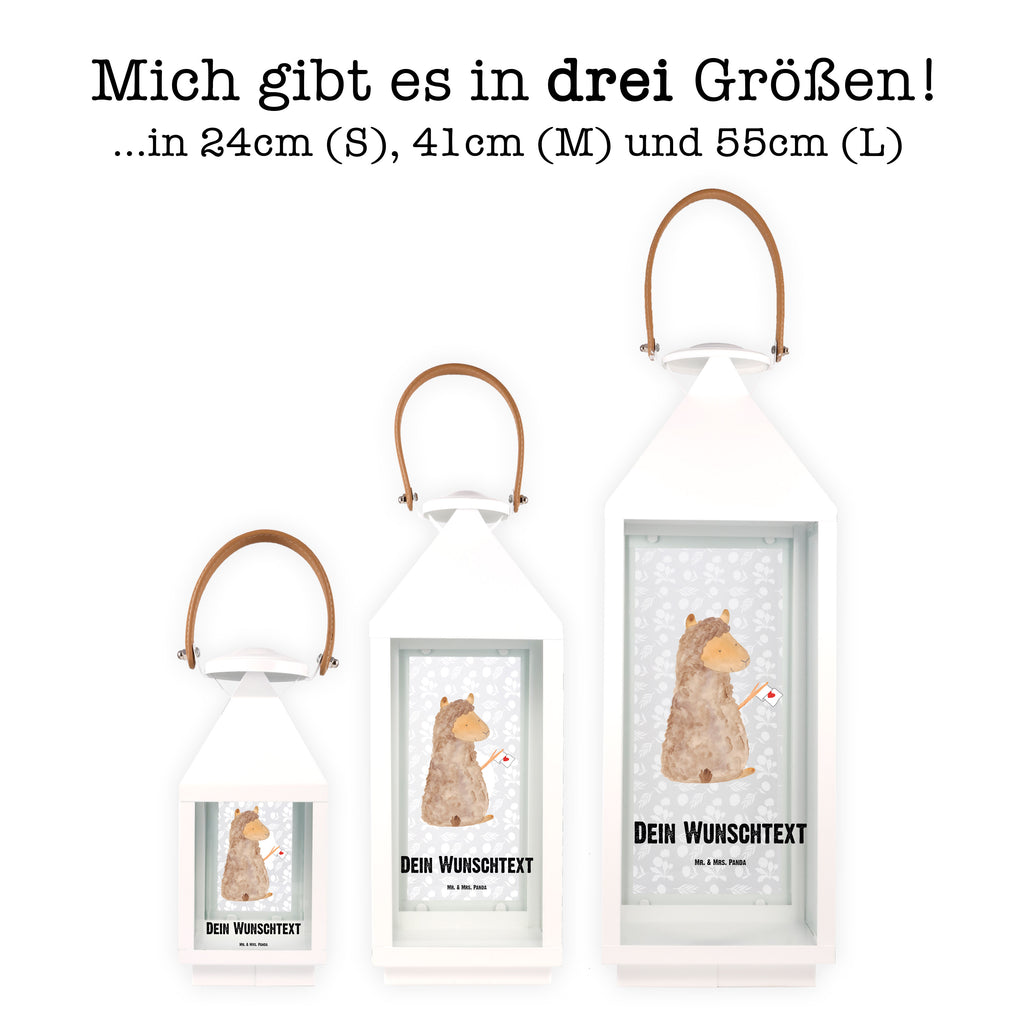 Personalisierte Deko Laterne Alpaka Fahne Gartenlampe, Gartenleuchte, Gartendekoration, Gartenlicht, Laterne kleine Laternen, XXL Laternen, Laterne groß, Alpaka, Lama, Alpakas, Lamas, Liebe