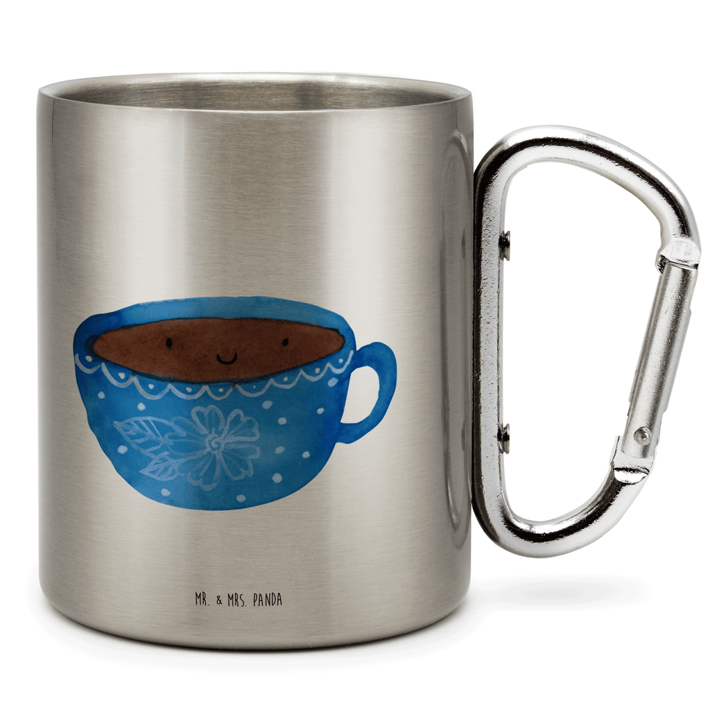 Edelstahlbecher Kaffee Tasse Edelstahltasse, Karabiner, Edelstahlbecher, Outdoor, Camping, Tasse, Becher, Tiermotive, Gute Laune, lustige Sprüche, Tiere, Kaffee, Liebe, Geschmack, Genuss, Glücklich