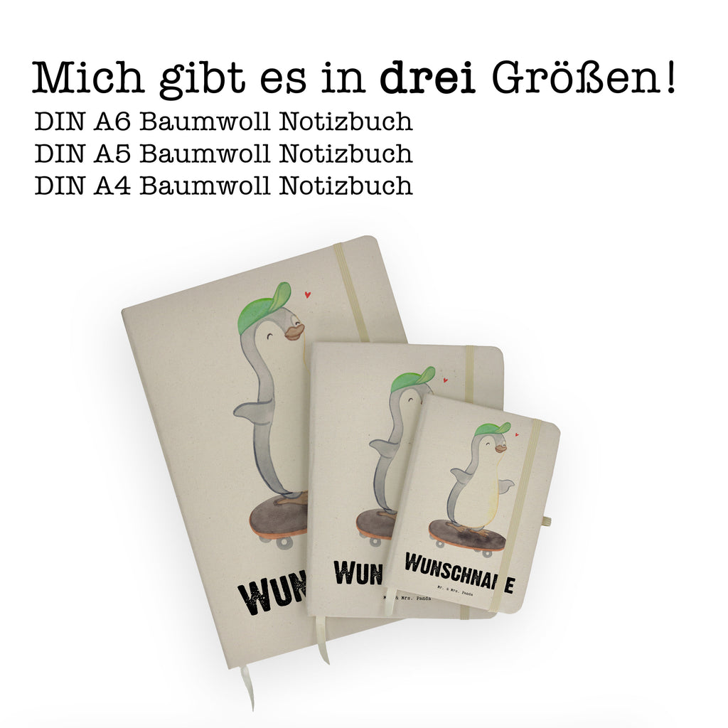 DIN A4 Personalisiertes Notizbuch Pinguin Skateboarden Personalisiertes Notizbuch, Notizbuch mit Namen, Notizbuch bedrucken, Personalisierung, Namensbuch, Namen, Geschenk, Sport, Sportart, Hobby, Schenken, Danke, Dankeschön, Auszeichnung, Gewinn, Sportler, Skateboarden, Skateboard fahren, Skaten, Skateboard, Skateplatz