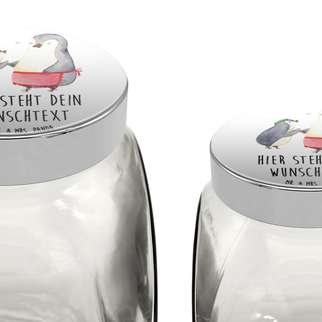 Personalisiertes Bonbonglas Pinguin mit Kind Vorratsdose, Vorratsbehälter, Süßigkeitenglas, Süßigkeitendose, Kaffeedose, Müslidose, Teedose, Keksbehälter, Keksedose, Glasdose, Glasbälter, Vorratsglas, Küchenbehälter, Aufbewahrungsdose, Aufbewahungsglas, Gewürzdose, Küchenorganizer, Snackdose, Familie, Vatertag, Muttertag, Bruder, Schwester, Mama, Papa, Oma, Opa, Geschenk, Mami, Mutti, Mutter, Geburststag