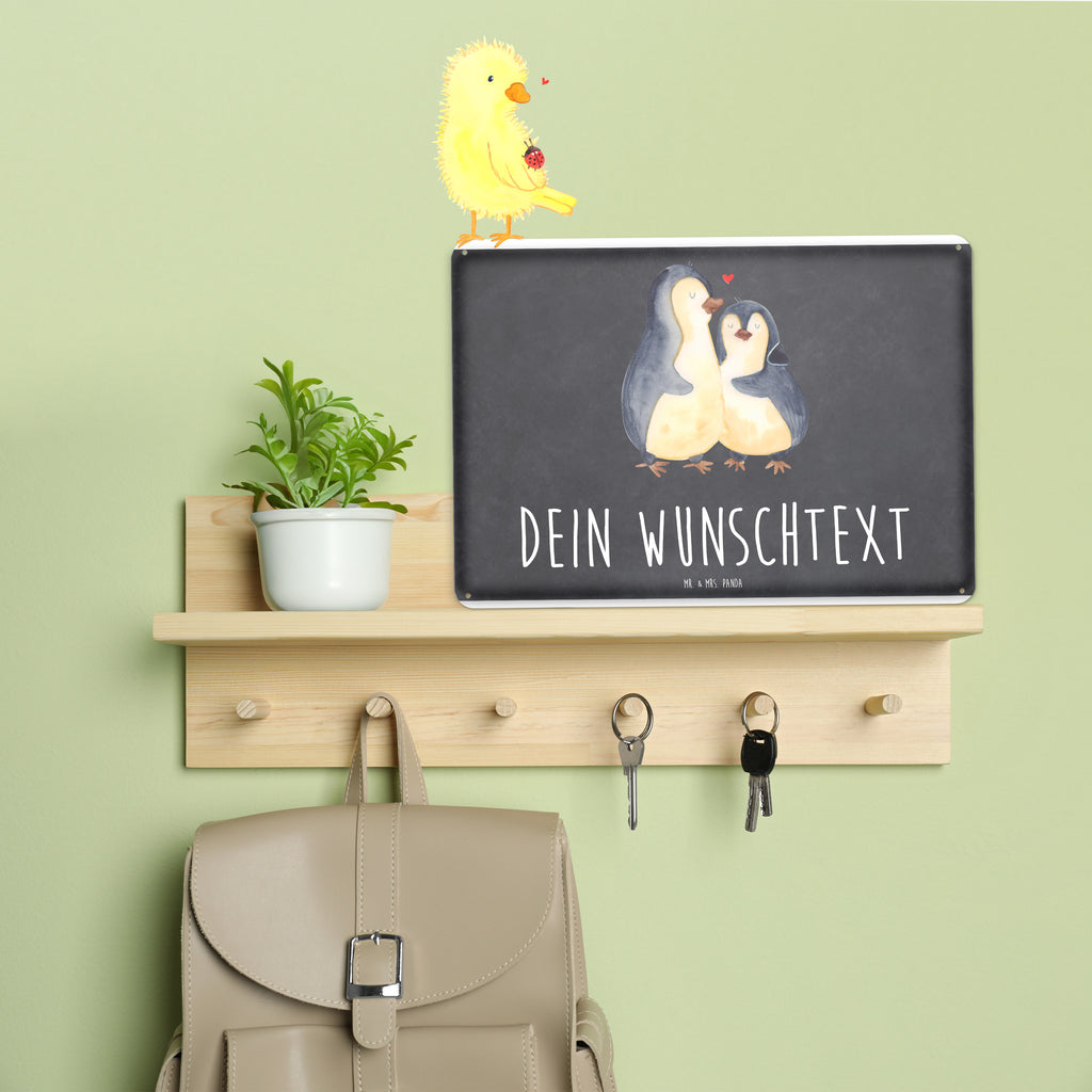 Personalisiertes Blechschild Pinguin umarmend Blechschild, Metallschild, Geschenk Schild, Schild, Magnet-Metall-Schild, Deko Schild, Wandschild, Wand-Dekoration, Türschild, Pinguin, Liebe, Liebespaar, Liebesbeweis, Liebesgeschenk, Verlobung, Jahrestag, Hochzeitstag, Hochzeit, Hochzeitsgeschenk