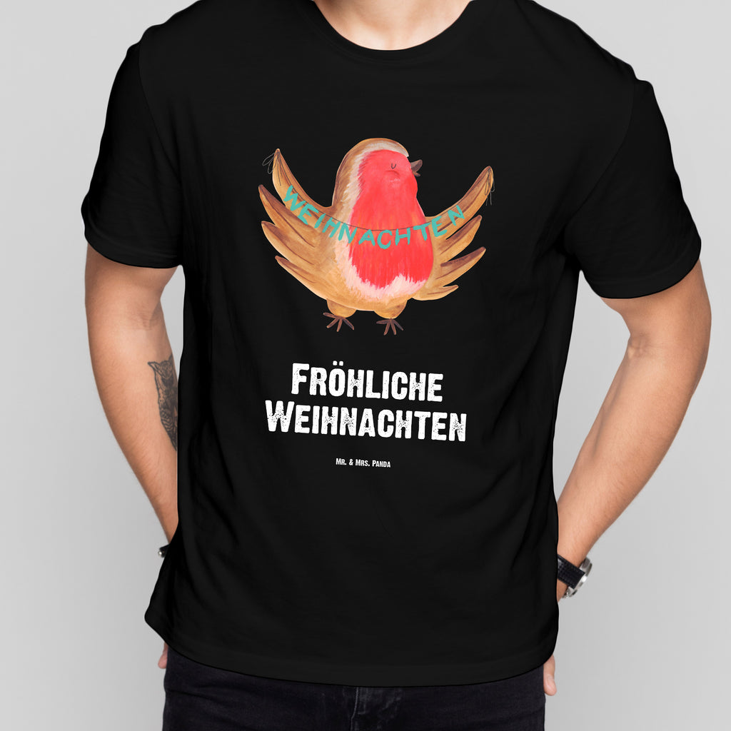 T-Shirt Standard Rotkehlchen Weihnachten T-Shirt, Shirt, Tshirt, Lustiges T-Shirt, T-Shirt mit Spruch, Party, Junggesellenabschied, Jubiläum, Geburstag, Herrn, Damen, Männer, Frauen, Schlafshirt, Nachthemd, Sprüche, Winter, Weihnachten, Weihnachtsdeko, Nikolaus, Advent, Heiligabend, Wintermotiv, Frohe Weihnachten, Weihnachtsmotiv, Weihnachtsgruß, Vogel, xmas