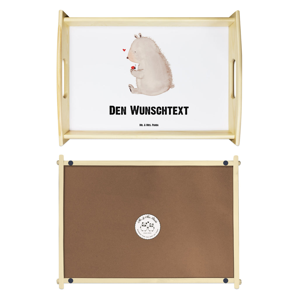 Personalisiertes Serviertablett Bär mit Marienkäfer Personalisiertes Serviertablett, Personalisiertes Tablett, Personalisiertes Holztablett, Personalisiertes Küchentablett, Personalisiertes Dekotablett, Personalisiertes Frühstückstablett, Serviertablett mit Namen, Tablett mit Namen, Bär, Teddy, Teddybär, Marienkäfer, Liebe, Freiheit, Motivation, Das Leben ist schön