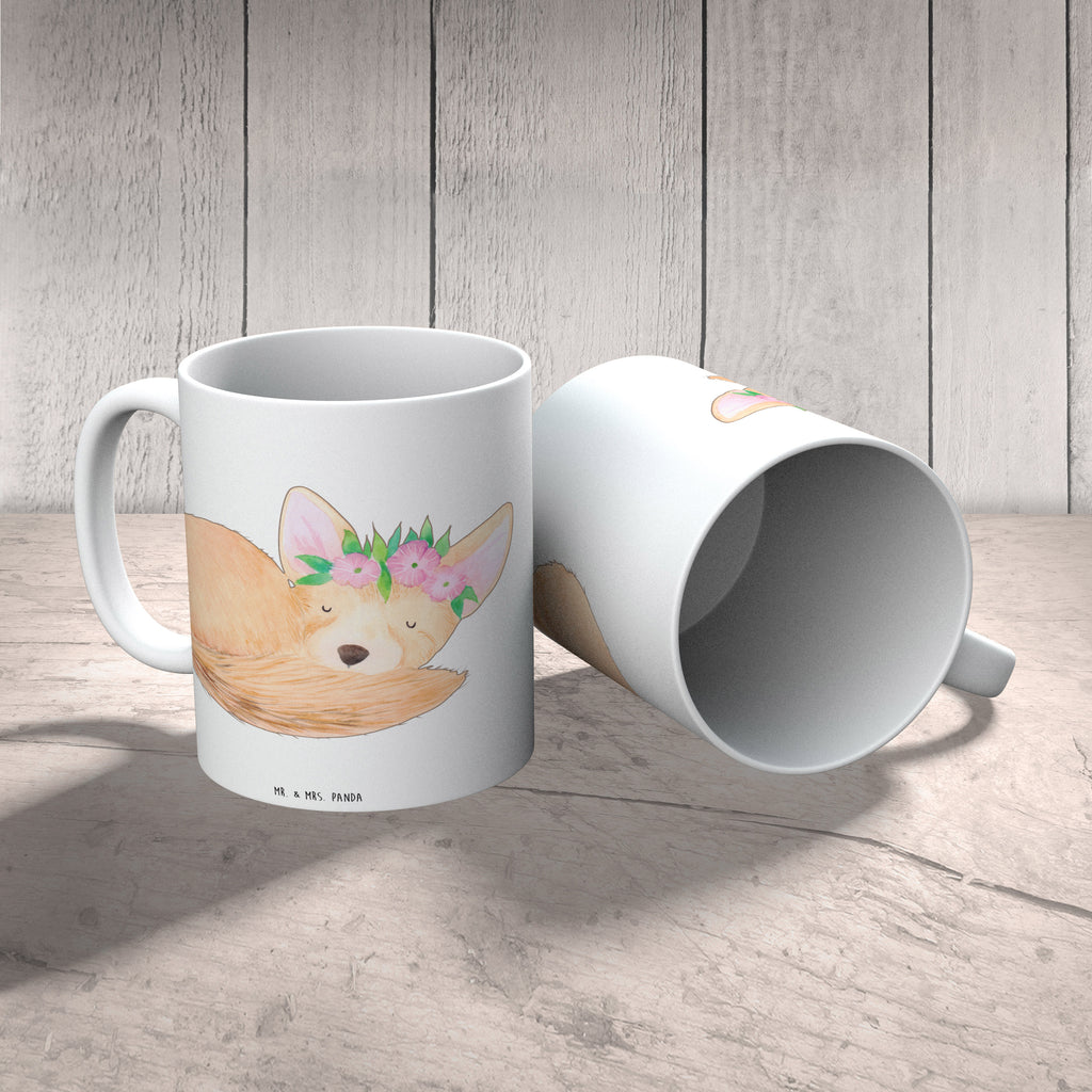 Kindertasse Wüstenfuchs Blumen Kindertasse, Kinder Tasse, Kunststoff Tasse, Kindergarten Tasse, Trinkbecher, Camping Becher, Kaffeetasse, Kunststoffbecher, Kindergartenbecher, Outdoorgeschirr, Kunststoffgeschirr, Reisebecher, Reisetasse, Kinderbecher, Bruchfeste Tasse, Bruchsichere Tasse, Plastik Tasse, Plastiktasse, Afrika, Wildtiere, Wüste, Wüstenfuchs, Blumen, Blumenkranz, Glücklich