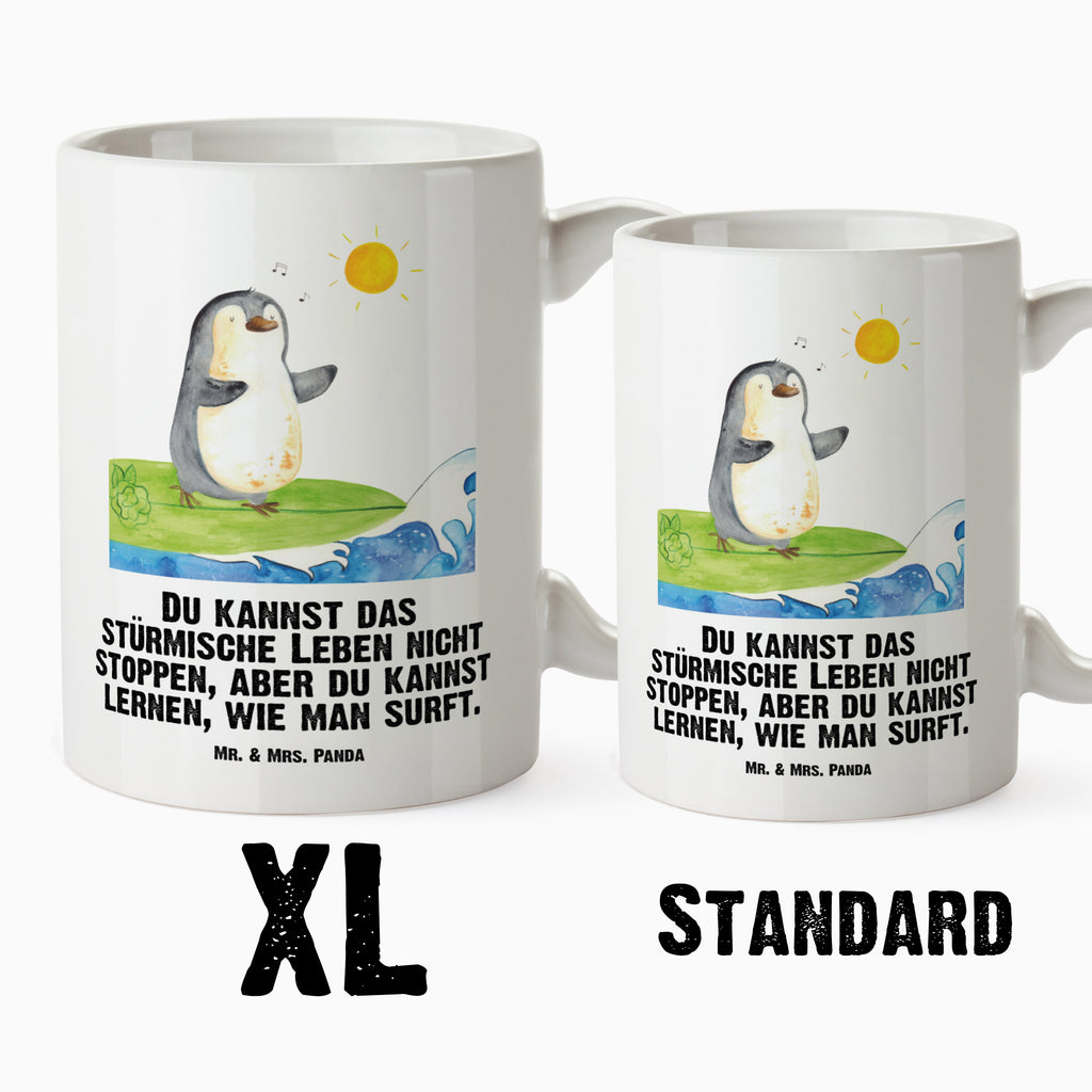 XL Tasse Pinguin Surfer XL Tasse, Große Tasse, Grosse Kaffeetasse, XL Becher, XL Teetasse, spülmaschinenfest, Jumbo Tasse, Groß, Pinguin, Pinguine, surfen, Surfer, Hawaii, Urlaub, Wellen, Wellen reiten, Portugal
