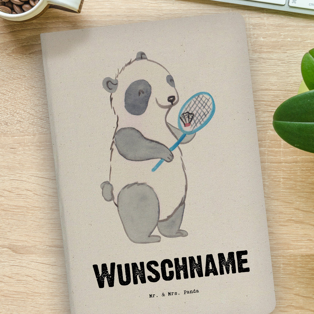 DIN A4 Personalisiertes Notizbuch Panda Badminton Personalisiertes Notizbuch, Notizbuch mit Namen, Notizbuch bedrucken, Personalisierung, Namensbuch, Namen, Geschenk, Sport, Sportart, Hobby, Schenken, Danke, Dankeschön, Auszeichnung, Gewinn, Sportler, Badminton, Badminton spielen