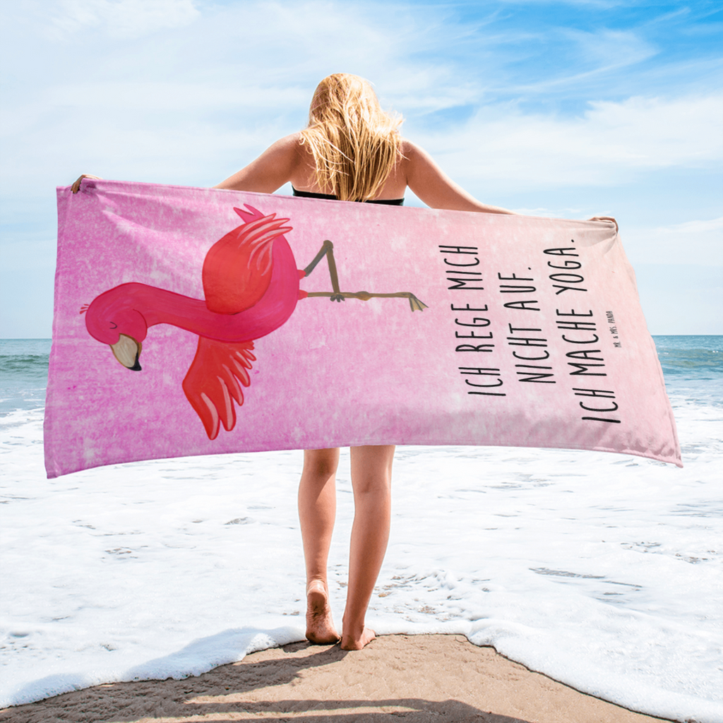 XL Badehandtuch Flamingo Yoga Handtuch, Badetuch, Duschtuch, Strandtuch, Saunatuch, Flamingo, Vogel, Yoga, Namaste, Achtsamkeit, Yoga-Übung, Entspannung, Ärger, Aufregen, Tiefenentspannung