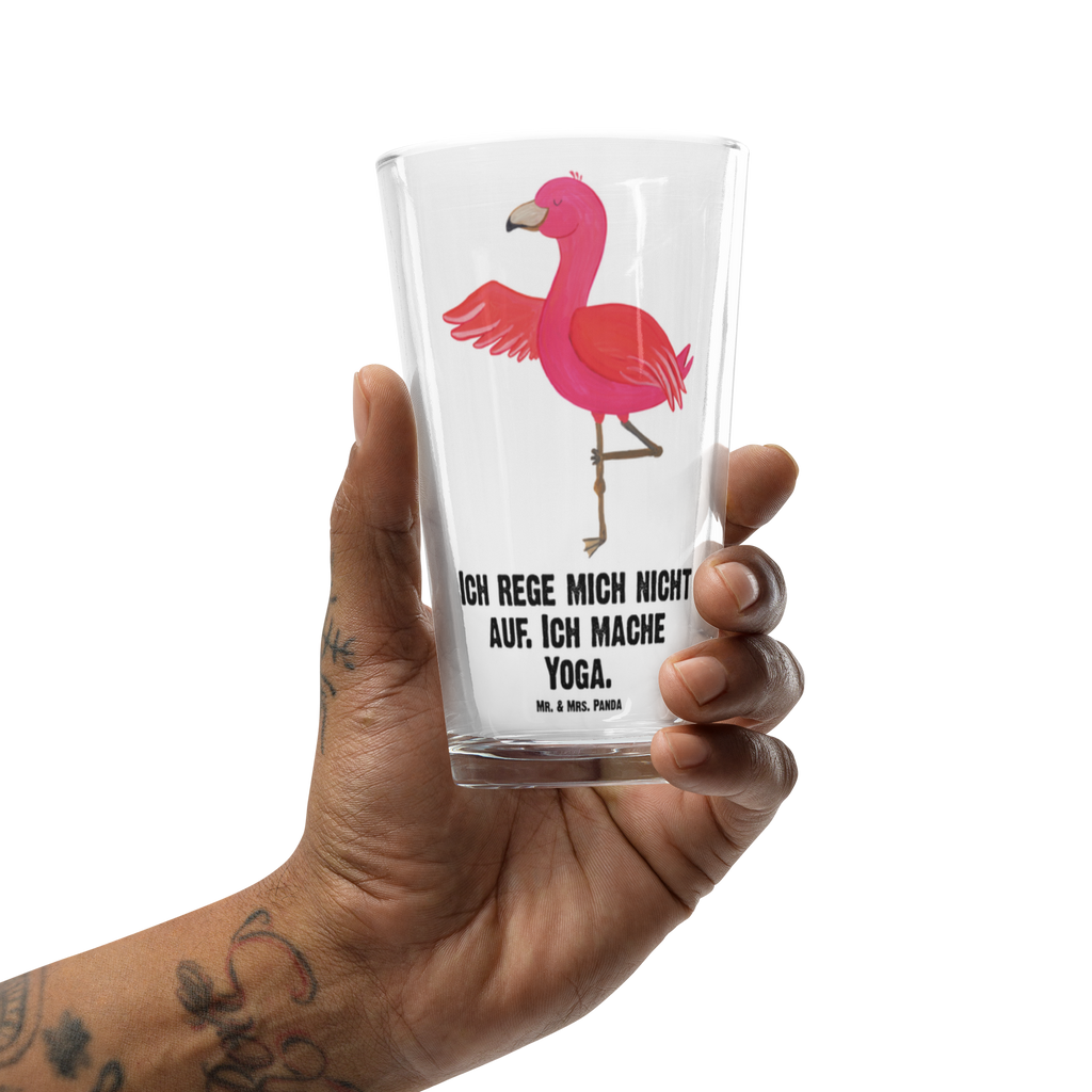 Premium Trinkglas Flamingo Yoga Trinkglas, Glas, Pint Glas, Bierglas, Cocktail Glas, Wasserglas, Flamingo, Vogel, Yoga, Namaste, Achtsamkeit, Yoga-Übung, Entspannung, Ärger, Aufregen, Tiefenentspannung