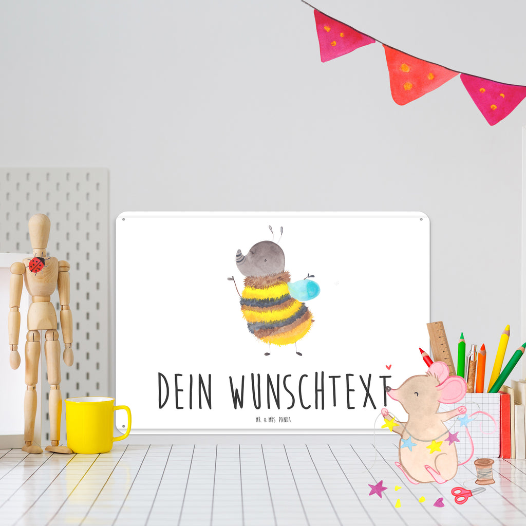 Personalisiertes Blechschild Hummel flauschig Blechschild, Metallschild, Geschenk Schild, Schild, Magnet-Metall-Schild, Deko Schild, Wandschild, Wand-Dekoration, Türschild, Tiermotive, Gute Laune, lustige Sprüche, Tiere, Hummel, Flauschig, Biene, Blume, Natur