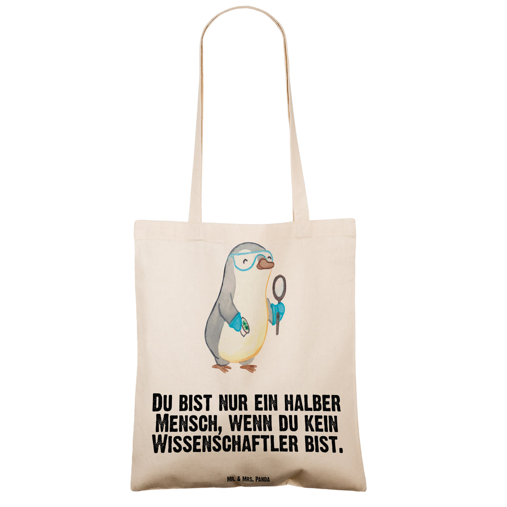 Tragetasche Wissenschaftler mit Herz Beuteltasche, Beutel, Einkaufstasche, Jutebeutel, Stoffbeutel, Tasche, Shopper, Umhängetasche, Strandtasche, Schultertasche, Stofftasche, Tragetasche, Badetasche, Jutetasche, Einkaufstüte, Laptoptasche, Beruf, Ausbildung, Jubiläum, Abschied, Rente, Kollege, Kollegin, Geschenk, Schenken, Arbeitskollege, Mitarbeiter, Firma, Danke, Dankeschön, Wissenschaftler, Forscher, Akademiker, Universität, Forschungseinrichtung