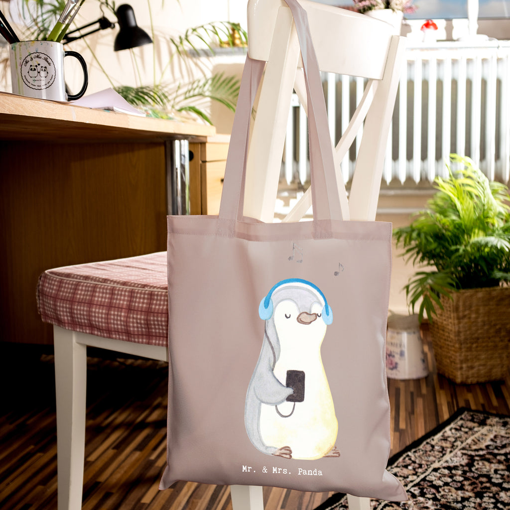 Tragetasche Pinguin Musik hören Medizin Beuteltasche, Beutel, Einkaufstasche, Jutebeutel, Stoffbeutel, Tasche, Shopper, Umhängetasche, Strandtasche, Schultertasche, Stofftasche, Tragetasche, Badetasche, Jutetasche, Einkaufstüte, Laptoptasche, Geschenk, Sport, Sportart, Hobby, Schenken, Danke, Dankeschön, Auszeichnung, Gewinn, Sportler, Musik hören, Lieblingssong