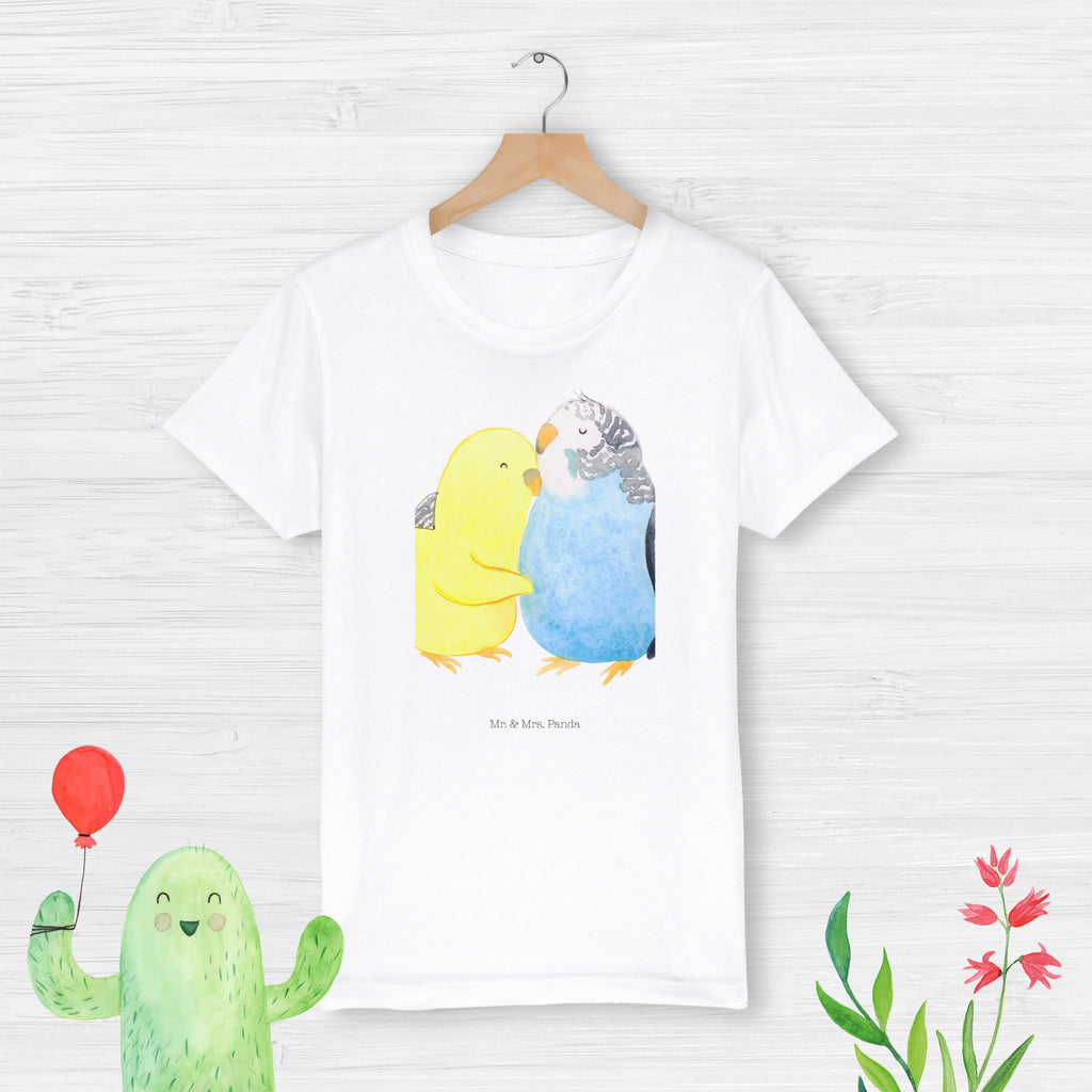 Organic Kinder T-Shirt Wellensittich Liebe Kinder T-Shirt, Kinder T-Shirt Mädchen, Kinder T-Shirt Jungen, Liebe, Partner, Freund, Freundin, Ehemann, Ehefrau, Heiraten, Verlobung, Heiratsantrag, Liebesgeschenk, Jahrestag, Hocheitstag, Vögel, Wellensittich, Nähe, Kuscheln, Vertrauen